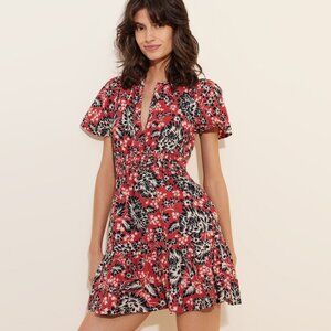 Anthropologie Somerset Mini Dress | Red & Black Floral | Size XL